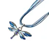 Nuovo smalto di cristallo della libellula pendente animale fascino collane organza stringa catena maglione collana per le donne gioielli di moda