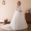 Robes élégantes col rond avec Appliques et envelopper une ligne Tulle longues robes de mariée de fête de mariage pour les femmes robes de mariée robes HY4239