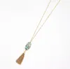 Fashion Gold Color Geometry Turquoise Shell Tassel druzy necklace For Women brand Jewelry