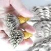 Silver gray brazilian hair curly Fusion Hair Micro Nano Loop Ring Hair 100g 7a Micro Brazilian Extensions 100pcs Nano Rings Beads