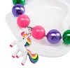 Kinderen sieraden set eenhoorn paard kleurrijke kralen bubblegum chunky kraal ketting armbanden voor kinderen met hangers kerstcadeau meisjes