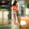 CrazyFit 2018 Tuta sportiva sexy monopezzo da donna imbottita con stampa floreale Abbigliamento da allenamento per yoga Set da corsa Abbigliamento da palestra da jogging Tuta