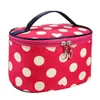 Dots Pattern Large Cosmetic Bag Travel Makeup Organizer Case Holder With Mirror for Women