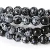 8mm Snowflake Obsidian Loose Beads Round 4 6 8 10mm Natural Stone Beads For Jewelry Making DIY Bead Bracelet Necklace High Quality