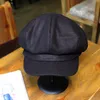 Inverno Mulheres Cor Sólida Francês Boina Newsboy Cap Lã Misturado Outono Plana Octogonal Beanie Caps para Senhora