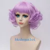 Purple Middle Deel Korte Blow Out Out Fancy Curly Wave Lady Cosplay Kostuum Pruiken