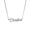 Christina Nameplate Pendentif Nom personnalisé collier pour femmes Charme personnalisé Colliers Acier inoxydable Or et Argent lettre de police