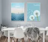 Paisagem Nordic Poster Minimalista Estilo Oceano Dente-de-leão Pintura de Lona Impressões para Decoração De Sala