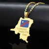 Weiyu République démocratique du Congo Carte Petite pendentif Collier Or Couleur DRC Bijoux pour Femme Girl Collier Bijoux Cadeau