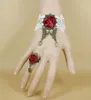 Goth vintage mariposa encaje blanco vino rojo rosa pulsera de mujer anillo sen moda clásica exquisita elegancia