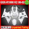 8Gifts Unpainted Full Fairing Kit For SUZUKI GSX-R1000 GSXR1000 GSX R1000 GSXR 1000 K2 K1 00 01 02 2000 2001 2002 Fairings Bodywork Body kit