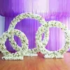Customized new round iron arch wedding props road lead stage background decor iron arch stand frame with silk artificial flowers