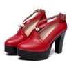 뜨거운 우아한 편안한 여성 펌프 2021 새로운 패션 레드 티 역 Catwalk 신발 여성 결혼식 진짜 가죽 신발 하이힐 신발 크기 33-43