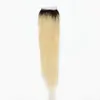 Platinum blondin ombre 1B/613 Rak spetsst￤ngning PRECLED BLEAKED KNITER Remy Human Hair 4x4 Spetsst￤ngningar