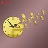 9 Uds reloj de cristal de libélula decorativo 3D DIY reloj de pared pegatina de espejo decoración, reloj de dibujos animados de estilo europeo antiguo sala de estar