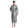 Herren-Nachtwäsche TonyCandice Herren-Bademantel aus Seidensatin, lang, solide Pyjamas, Herren-Nachthemd, Kimono, Herren-Morgenmantel1