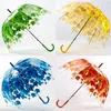 Parapluie femme frais PVC Transparent champignon feuilles vertes arc parapluie enfant parapluie Long/parapluie de pluie