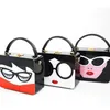 LANSO Fashion Small Square Bag Female Acrylic Evening Bags Glasses Lips Women Personality Wedding Clutch Purse Sisters Party Bag241c