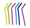 100pcs colorful silicone straws for cups food grade 25cm silicone bent straws for bar home drinking straws