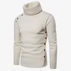 2018 Höstmän Turtleneck Sweatshirt Fashion Button Korean Slim Male Pullovers Långärmad Casaul Solid Men's Sweatshirts Tops