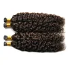 Punta i fasci di capelli umani pre-incollati ricci Estensione dei capelli peruviani 10-26 pollici Colore naturale 100% capelli Remy Spedizione gratuita