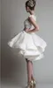 Vestido de novia de encaje corto 2022 marfil bateau mangas casquillo sin espalda hasta la rodilla vestido de novia de organza vestidos de playa árabes