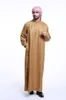 Wholesale- AOMU Men Saudi Thobe Islamic Muslim Clothing Arab Male People Dress Thobe Arabic Abayas Dress  Mens Kaftan Robe