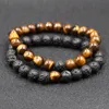 Lava Natural Stone Beaded Armbanden voor Mannen Vrouwen Beste Vriend 2 stks / set Klassieke Koppels Afstand Charm Liefhebbers Paar Bead Bracelet