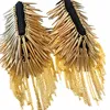 1 par feitos artesanal de moda Epaulet Mulheres Festa Rivet Punk Accessories Kpop Handmade Fringed Pikes Broche Tassel Metal Epaulette / Atacado