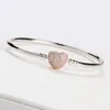 Il bracciale rigido con chiusura a forma di cuore in oro rosa 18 carati di lusso da donna imposta la scatola originale per i braccialetti con ciondoli in argento sterling 925 Pandora regalo di nozze