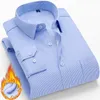 Тонкий дизайн официально случайные мужские платья рубашка зима теплая с длинным рукавом рубашка мужчины новая мода brangplus размер