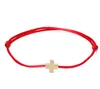 10 sztuk / partia Lucky Golden Cross Bransoletka dla kobiet Red String Regulowany Bransoletka DIY Biżuteria