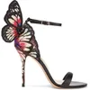 Sophia Webster Black Pink Butterfly Winged Embroidery High Heeled Ladies Dress Wedding Party Sandals Straps Gladiator Women Evening Sandals