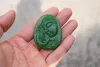 Free delivery - the beautiful (outer Mongolia) emerald is dedicated to the Buddha (amulet). Hand-carved necklace pendant.
