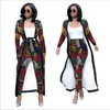 2018 New African Free Size Pantaloni a gamba larga a righe moda con cappotto lungo Abito in 2 pezzi Grande elastico per signora