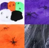 Halloween Spider Web Festivale Bar Decoration Prop Terror Spider Webs med 2 Spindlar Childen Trick Leksaker Haunted House Decoration