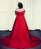 Afryki Plus Size Sexy Prom Dresses Uroczy Off V-Neck Bez Rękawów Side-Split Party Dress A-Line Satin Court Train Prom Party Suknie