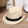 Panama Chapeaux de paille pour hommes femmes Summer beach Sun cap hommes Jazz Cap mode Top chapeaux tissés à larges bords Pour les vacances d'été à la plage