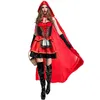 Chegada nova Fantasia Pouco Chapeuzinho Vermelho Cosplay Para As Mulheres Fantasia Halloween Cospaly Vestido de Festa Com Manto M XL