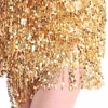 Sexiga Kvinnor Lady Girls Latin Dance Dress Sequins Tass Sequins Tassel Dekorera Ärmlös Dancewear