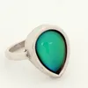 Gute Glücks-Stimmung Tränen Tropfen Stein Antike Silber Ring Active Color Change Damen Finger Ringe MJ-RS047