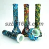 Silicone Beaker Bong 13,5 pouces à motifs lueur dans le noir Unbreakabel Tall Pipe à eau en caoutchouc de silicone avec bol en verre de 14 mm