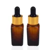 15 ml vierkante amber glas etherische oliefles met druppelaar, 1 / 2oz amber glazen druppelaar glazen container LX2522