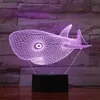 Shark 3D Visual Illusion Light 7 Färger Ändra bordsskivlampa Touch Xmas 2018 # R42