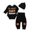 Halloween bébé tenues bébés garçons filles citrouille imprimé barboteuse + pantalon avec chapeau 3pcs / set 2018 automne mode enfants ensembles de vêtements C5112