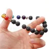 Bracelets de Yoga noir lave naturelle 7 Chakra équilibre de guérison 8 mm perles Bracelet pour hommes femmes pierres de prière bijoux GGA1217