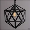 Restoration Pendant Lamps Hardware Vintage Loft Lights Diamond Steel Polyhedron Lamp Bar Living room E27 Bulb