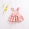 Mädchenkleid 2018 niedliche Kleinkind-Kleidung für Kinder, Baby-Mädchen-Kleidung, kariertes Rüschen-Tutu-Sommerkleid, rückenfrei, Party-Festzug, mehrlagiges Babykleid, 2–6 Jahre