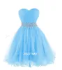 2018 Novo Barato Royal Blue Tulle Curto Vestidos Homecoming Plus Size Frisado Cristais Graduação Vestido Prom Cocktail Partido QC1165