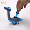 Mini silicone bongs dinosaur bubbler glass smoking pipe water bong with 14mm down stem free delivery